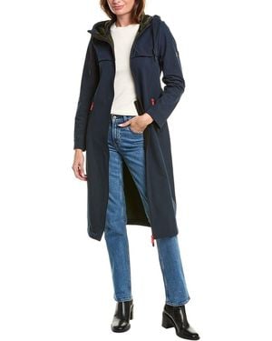 HUNTER Crown Longline Belted Velour Bonded Coat Crown Longline Belted Velour Bonded Coat - Blue