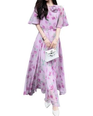 BURRYCO Short Sleeve Maxi Dress - Purple