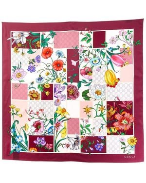 Gucci Printed Silk Twill Carré - Red