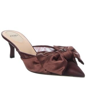 Fendi Colibri Satin & Mesh Slingback Mule - Brown
