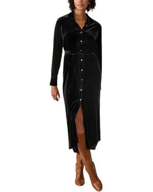Faherty Stretch Silk-Blend Velvet Riley Midi Dress - Black