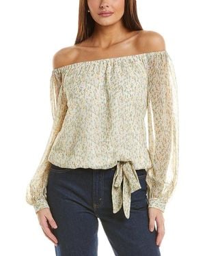 Vince Camuto Off-The-Shoulder Balloon Sleeve Lurex Top - Natural