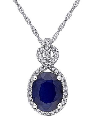 Rina Limor 10k 2.81 Ct. Tw. Diamond & Sapphire Pendant Necklace - Blue