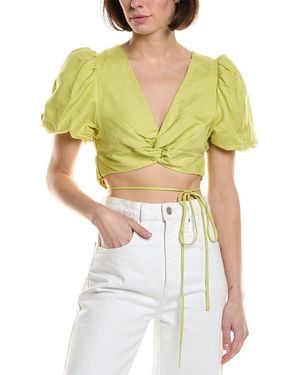 Astr Nuria Linen-Blend Top - Yellow