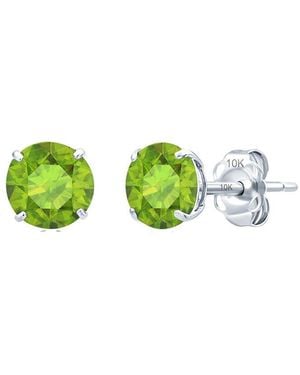 MaxColor 14K 1.40 Ct. Tw. Peridot Stud Earrings - Green