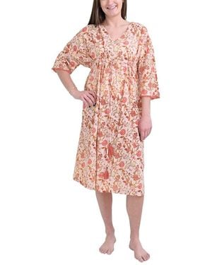Pomegranate Long Caftan Cover-up - Pink