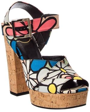 Roger Vivier Canvas Platform Sandal - White