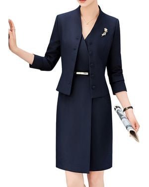 Olivia Taylor 2Pc Jacket & Dress Set - Blue