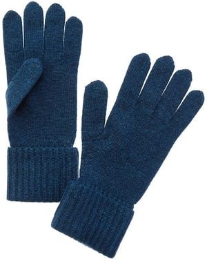 N.Peal Cashmere Ribbed Cashmere Gloves - Blue