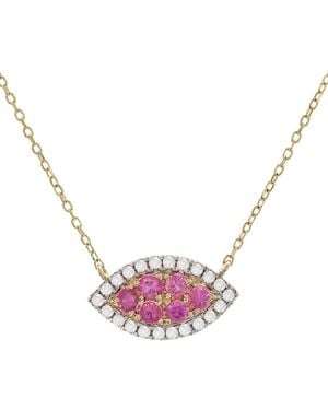 Gemstones 0.33 Ct. Tw. Diamond & Sapphire 14K Necklace - Pink