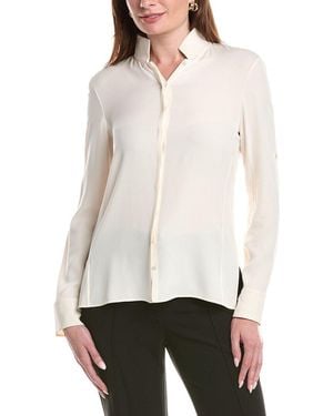 Akris Long Sleeve Silk Top - White