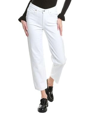 PAIGE Sarah Noise Distressed Straight Ankle Cut Jean - White