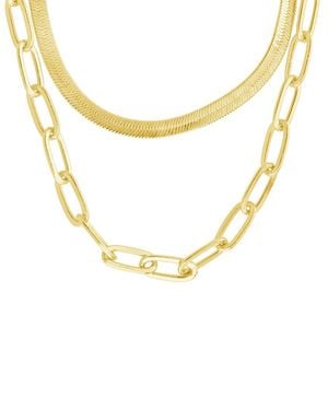Sterling Forever 14K Plated Brinley Layered Chain Necklace - Metallic