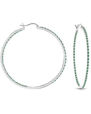 Rachel Glauber Plated Hoop Earrings - White