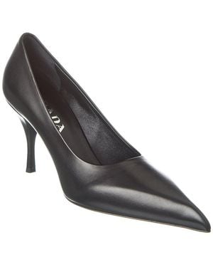 Prada Leather Pointy-Toe Pump - Black