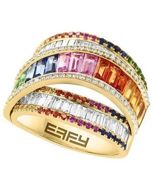 Effy Fine Jewelry 14K 3.92 Ct. Tw. Diamond & Multi Sapphire Ring - White