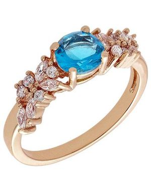 Bertha Juliet 18K Plated Cz Rose Cluster Ring - Blue