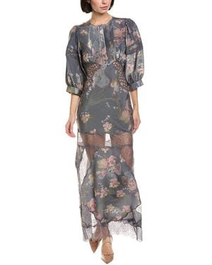 Cynthia Rowley Silk-Blend Lace Maxi Dress - Gray