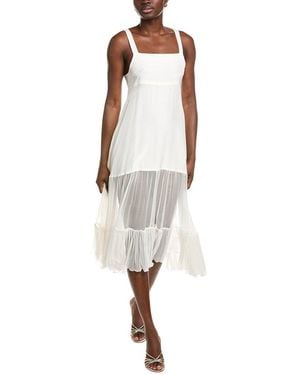 Azeeza Bellevue Silk Midi Dress - White