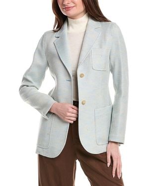Lafayette 148 New York Three Pocket Silk-Blend Blazer - Grey