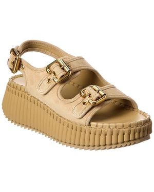 Chloé Nama Suede Wedge Sandal - Metallic