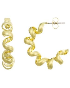 Adornia 14K Plated Lightweight Coil Hoop Earrings - Metallic