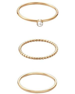 Adornia 18K Plated Stainless Steel Cz Tarnish-Resistant 3-Ring Ring Set - White