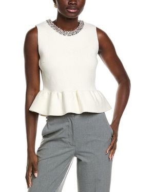 Endless Rose Jewel Trim Peplum Knit Top - Gray