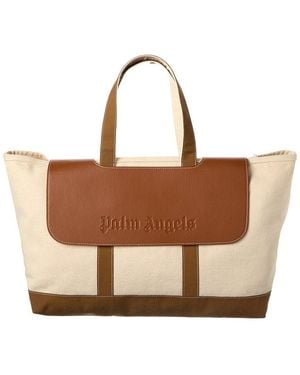 Palm Angels Cabas Canvas & Leather Tote - Brown