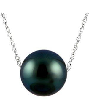 Splendid Silver 8-8.5mm Tahitian Pearl Necklace - Green