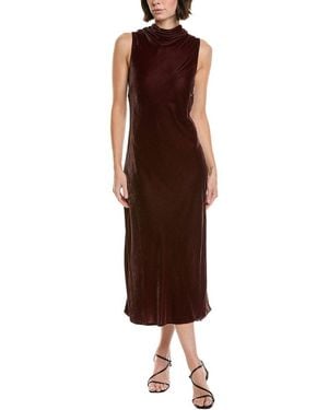 Bella Dahl Velvet Mock Neck Midi Dress - Brown