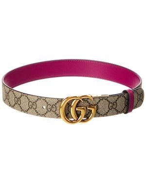 Gucci Gg Marmont Reversible Gg Supreme Canvas & Leather Belt - Red