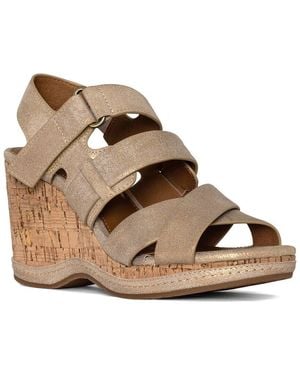 Donald J Pliner Fablle Leather Wedge Sandal - Brown