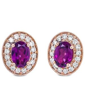 Haus of Brilliance Colourful Gemstones 14K Rose 2.40 Ct. Tw. Diamond & Garnet Stud Earrings - Pink