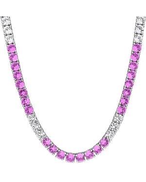 Rina Limor 30.24 Ct. Tw. Lab-Grown And Sapphire Tennis Necklace - Pink
