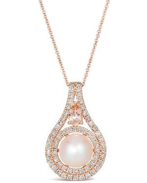 Le Vian Strawberry Pearls 14K Rose 0.84 Ct. Tw. Diamond & 9-10Mm Pearl Pendant - White