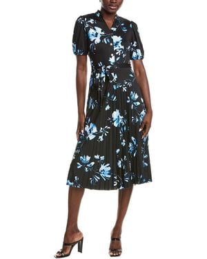 Sharagano Tie Waist Midi Dress - Blue