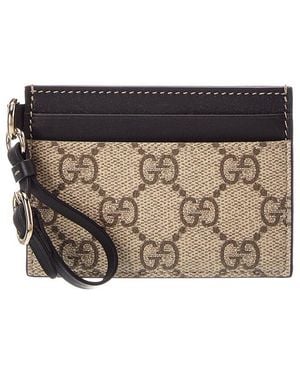 Gucci Gg Supreme Gg Canvas & Leather Card Case - Grey