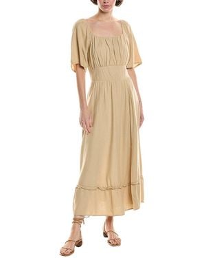 Nicole Miller Jade Linen-Blend Midi Dress - Natural
