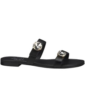 Agl Attilio Giusti Leombruni Summer Stones Leather Slides - Black