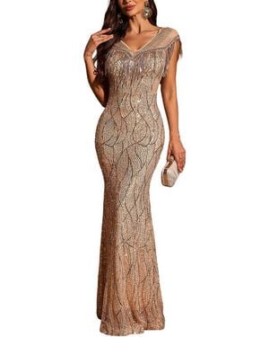 VIBI Embellished Maxi Dress - Brown