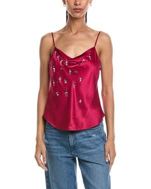 Cinq À Sept Metal Paisley Ditsy Marta Silk Cami - Red
