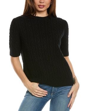 Lafayette 148 New York Cashmere Short Sleeve Cabled Crew Neck - Black