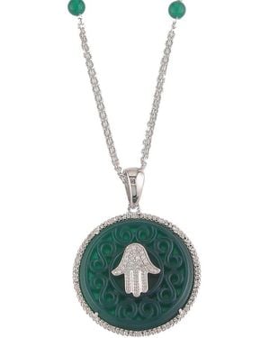 Diamond Select Cuts 0.11 Ct. Tw. Diamond Agate Necklace - Green