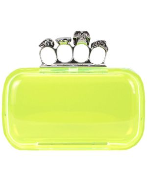 McQueen Skull Four-Ring Rubber Clutch - Yellow