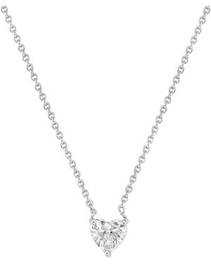 Forever Creations USA Inc. Forever Creations 14K 0.15 Ct. Tw. Diamond Heart Solitair Pendant Necklace - Metallic