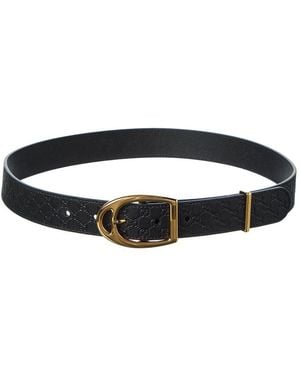 Gucci Stirrup Buckle Gg Leather Belt - Black