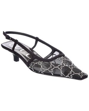 Gucci GG Mesh & Suede Slingback Pump - Black