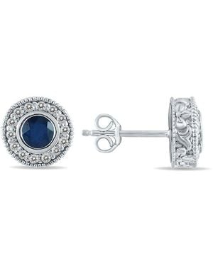 Gem Spark 14K 0.76 Ct. Tw. Diamond & Sapphire Earrings - Blue