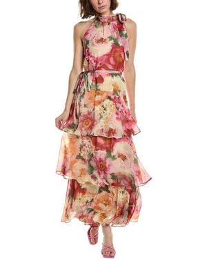 Julia Jordan Printed Chiffon Maxi Dress - Red